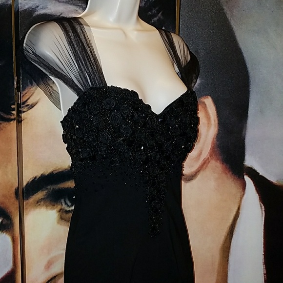 Tatyana Black Magic Dress Hand Craft Roses & Gems - Picture 6 of 8